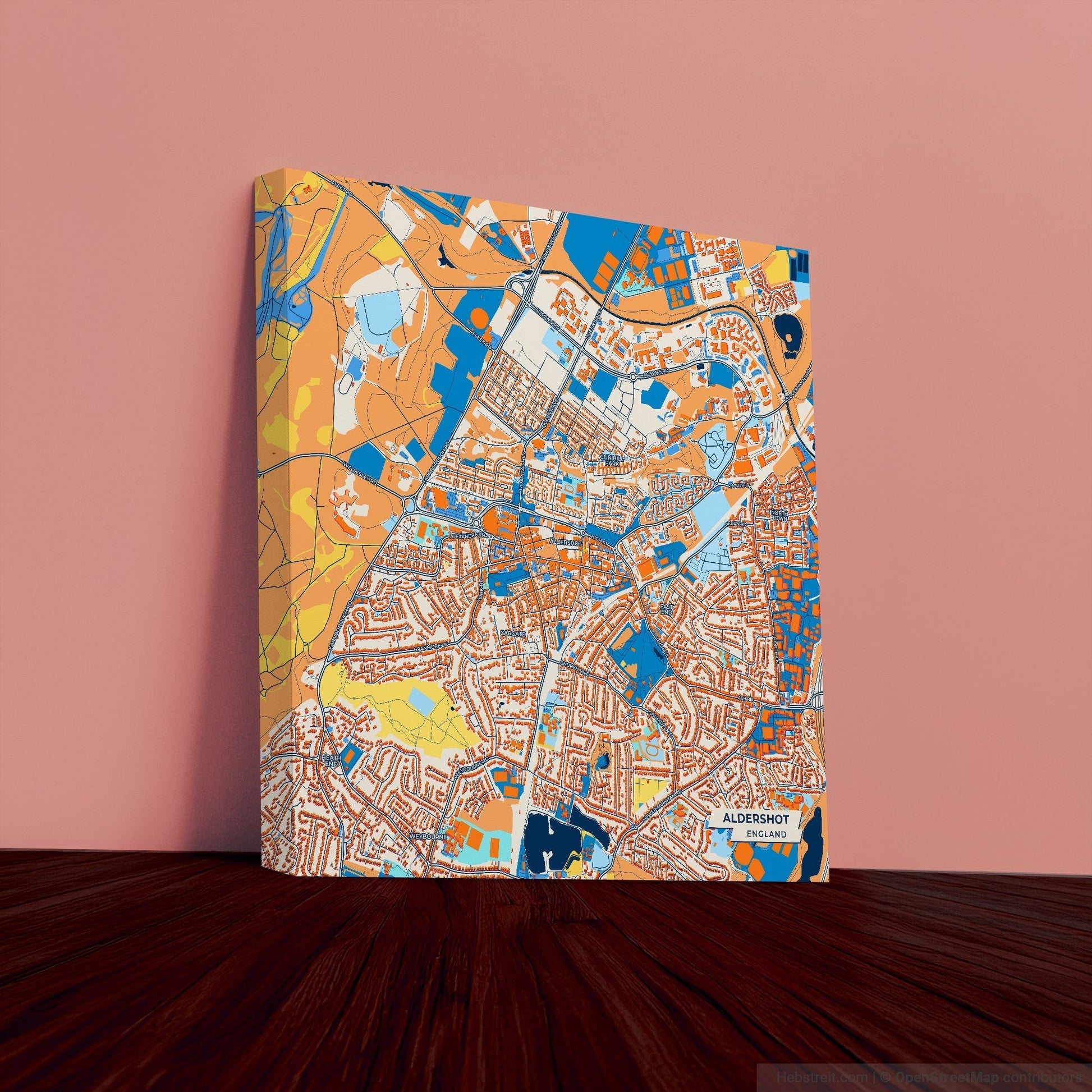 Aldershot England Colorful City Map Canvas Print