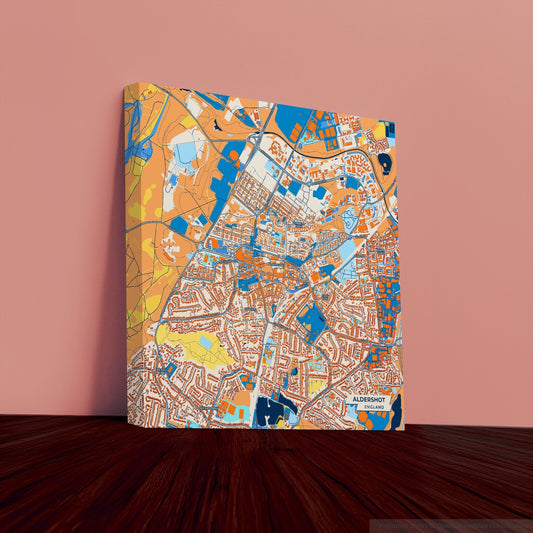 Aldershot England Colorful City Map Canvas Print