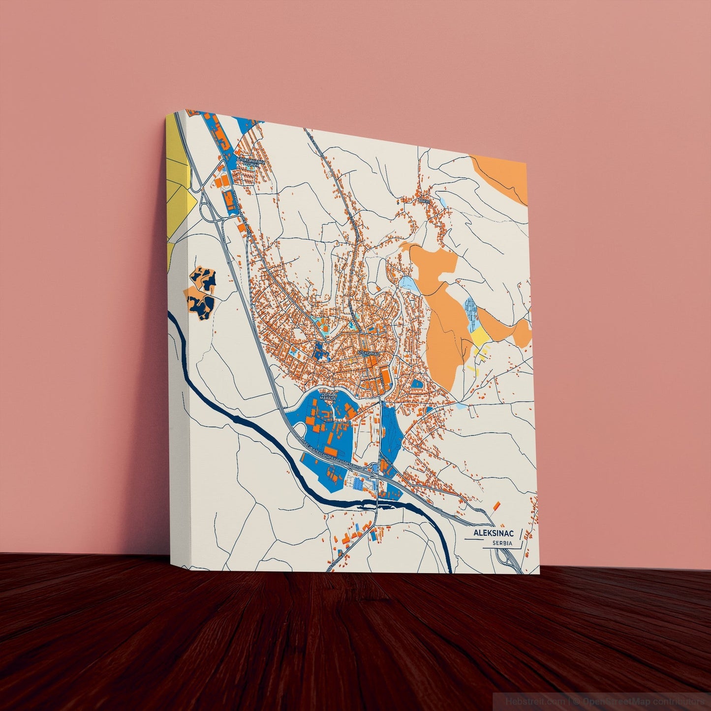 Алексинац Serbia Colorful City Map Canvas Print