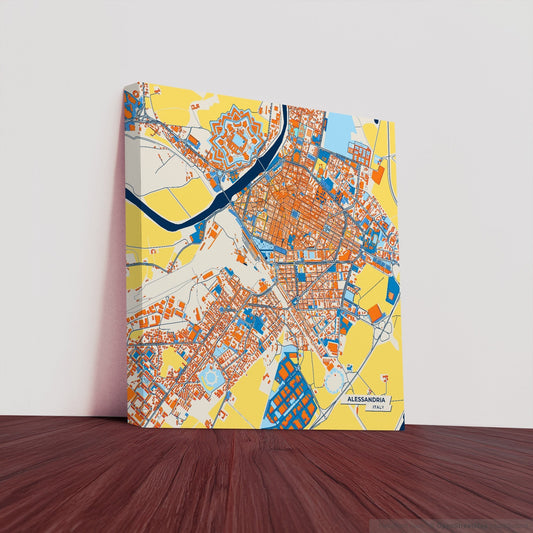 Alessandria Italy Colorful City Map Canvas Print