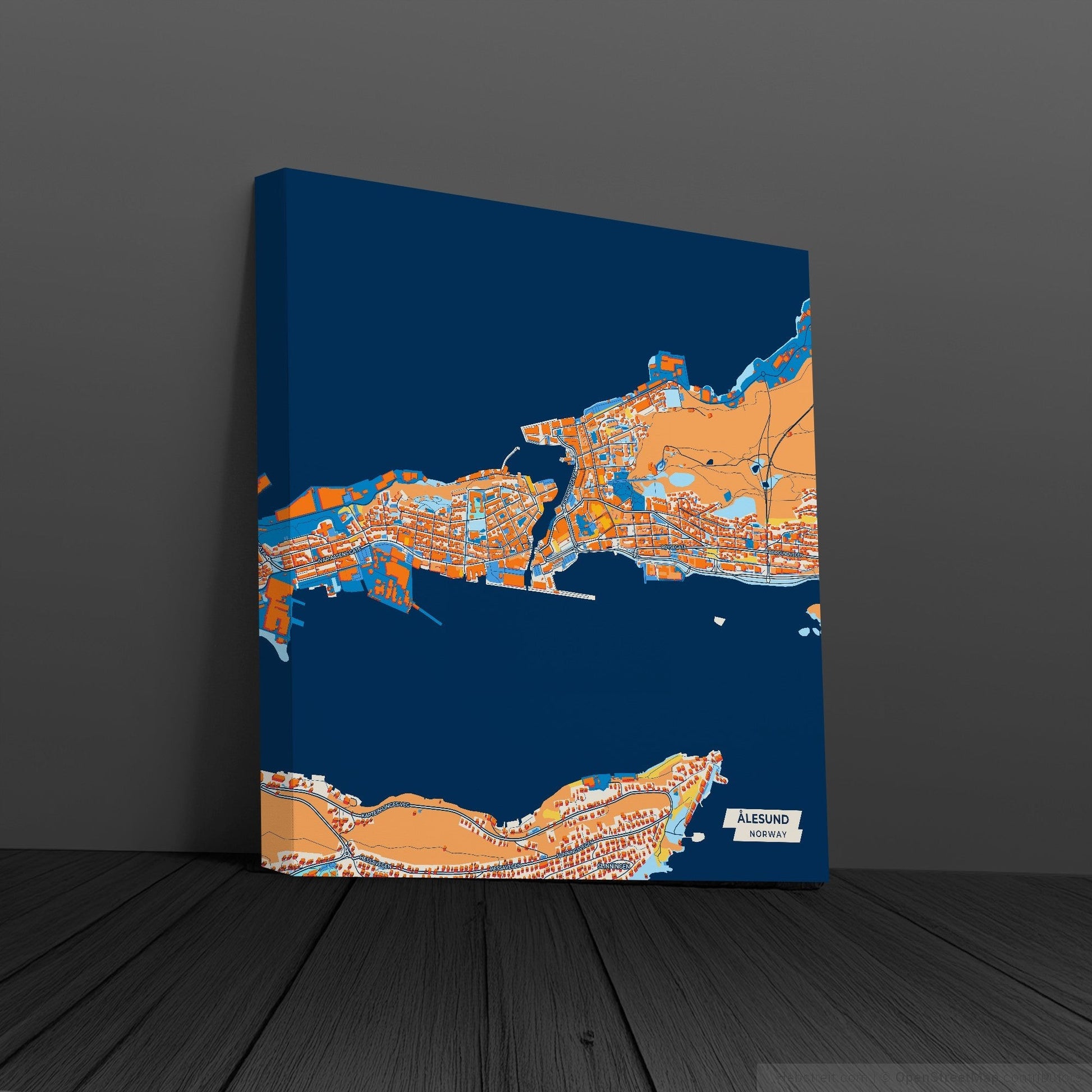 Ålesund Norway Colorful City Map Canvas Print