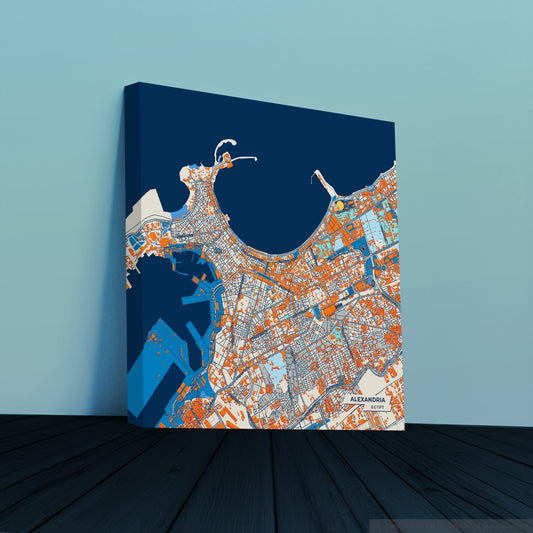 Alexandria Egypt Colorful City Map Canvas Print