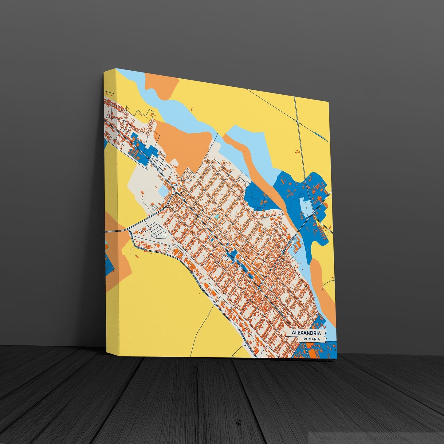 Alexandria Romania Colorful City Map Canvas Print