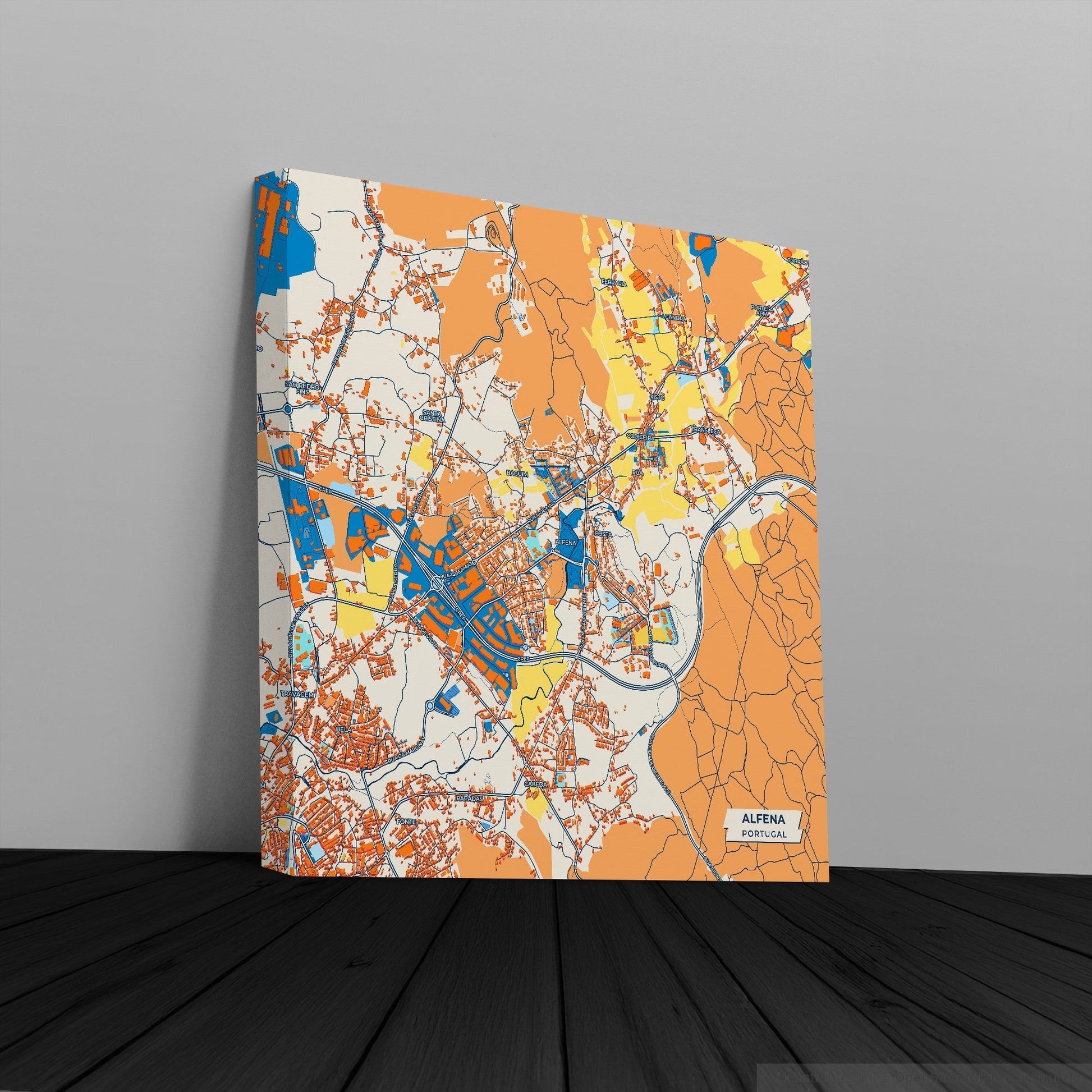 Alfena Portugal Colorful City Map Canvas Print