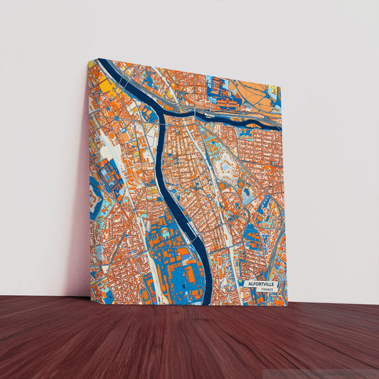 Alfortville France Colorful City Map Canvas Print