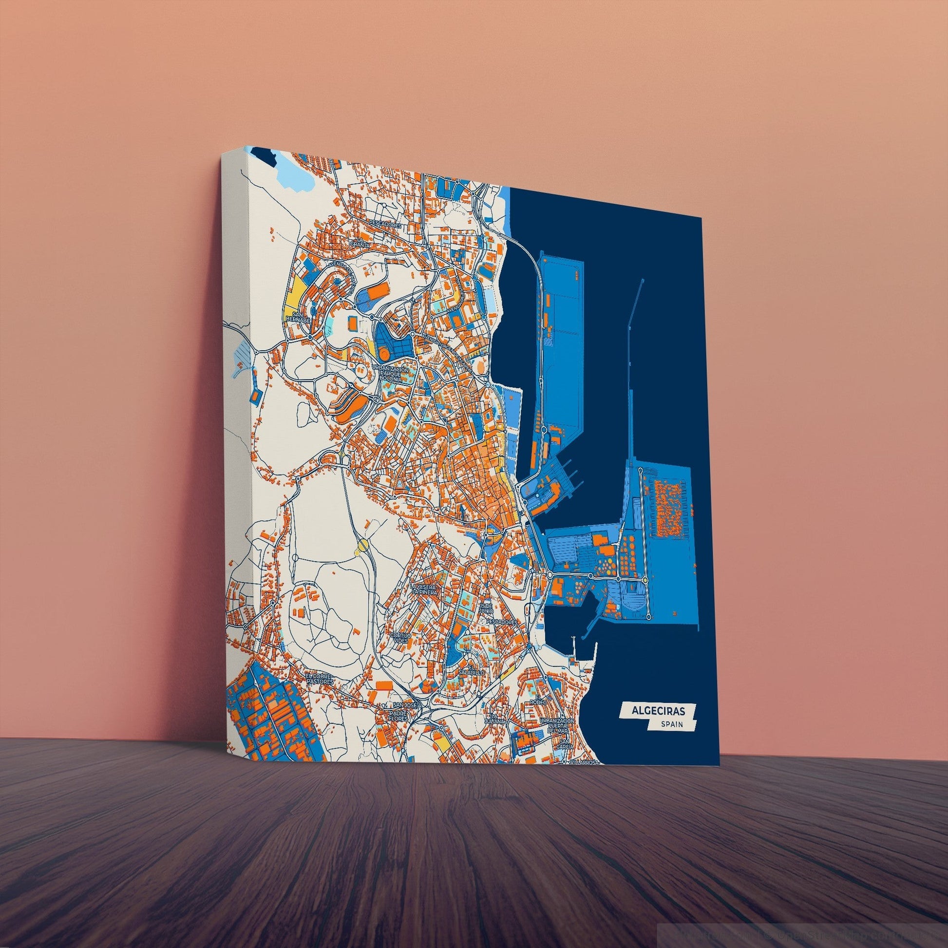 Algeciras Spain Colorful City Map Canvas Print