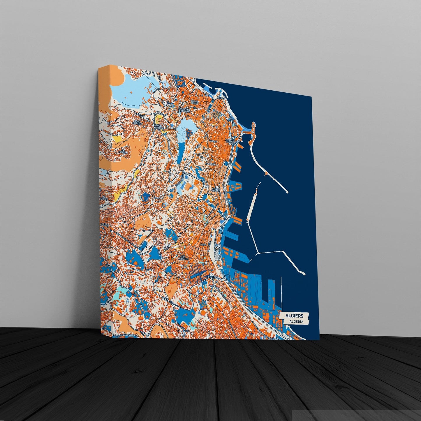 Algiers Algeria Colorful City Map Canvas Print
