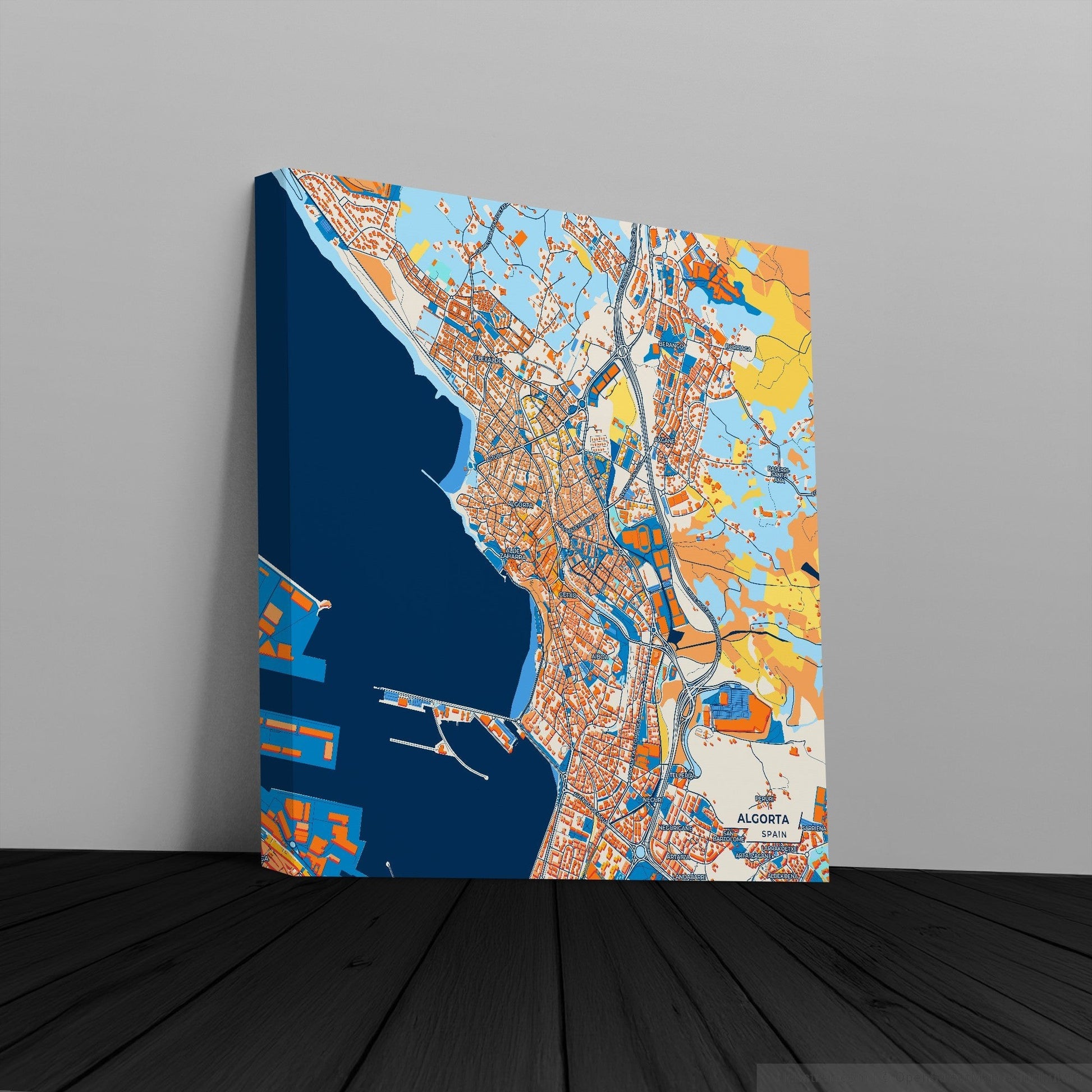 Algorta Spain Colorful City Map Canvas Print