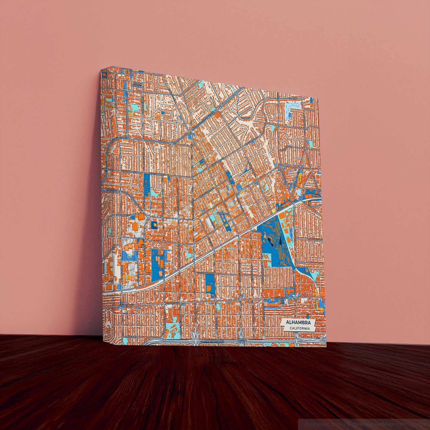 Alhambra California Colorful City Map Canvas Print