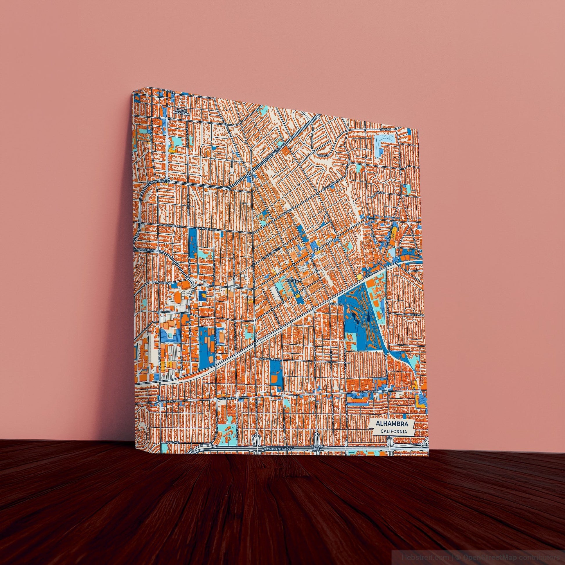 Alhambra California Colorful City Map Canvas Print