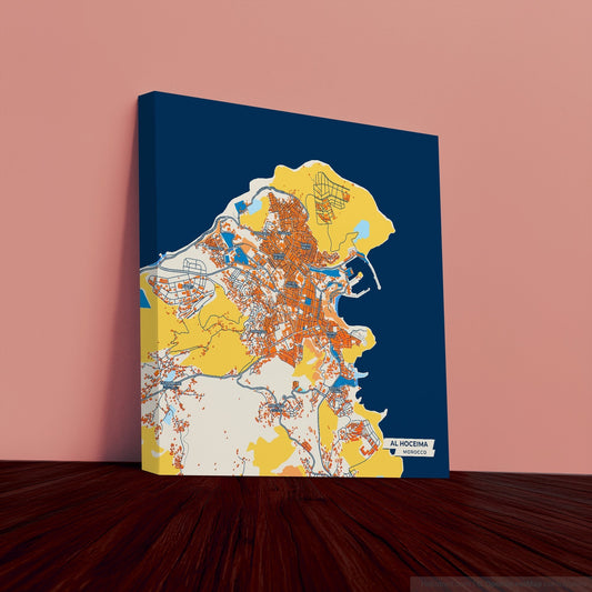 Al Hoceima Morocco Colorful City Map Canvas Print
