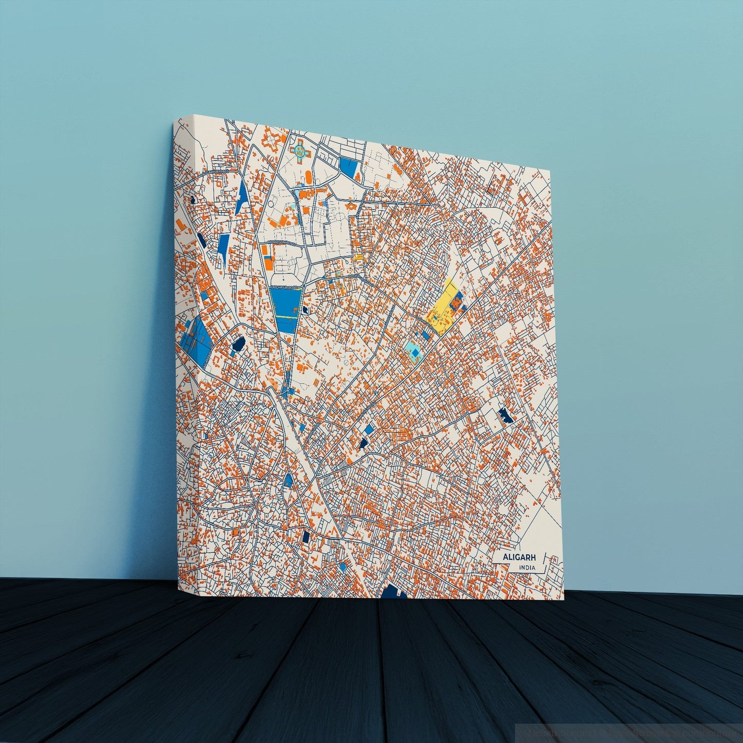 Aligarh India Colorful City Map Canvas Print