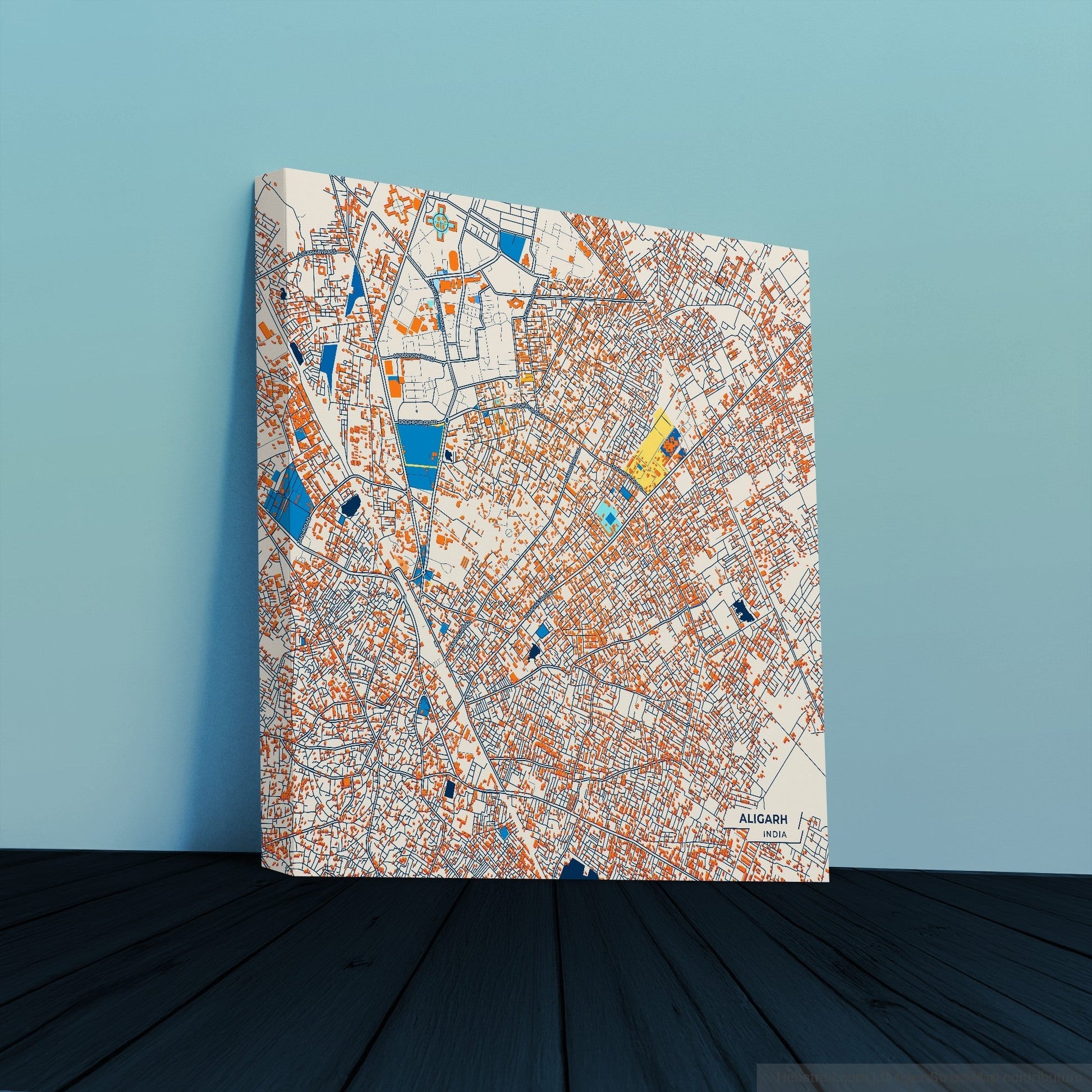 Aligarh India Colorful City Map Canvas Print