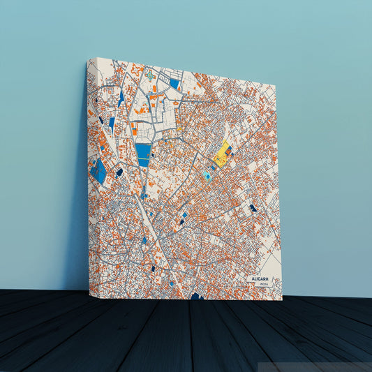 Aligarh India Colorful City Map Canvas Print