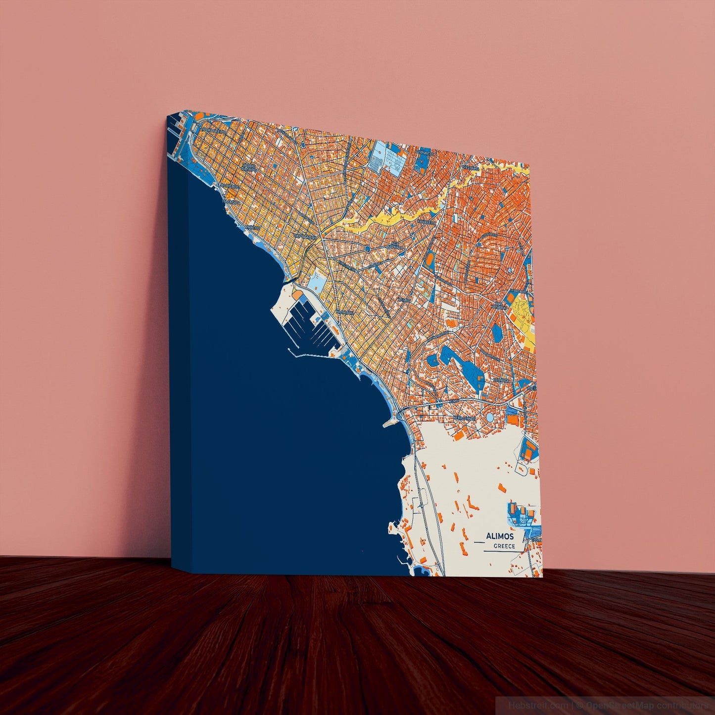 Alimos Greece Colorful City Map Canvas Print