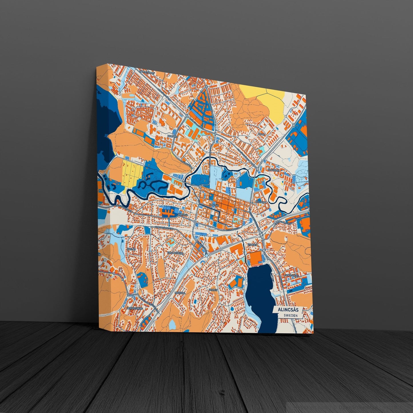 Alingsås Sweden Colorful City Map Canvas Print