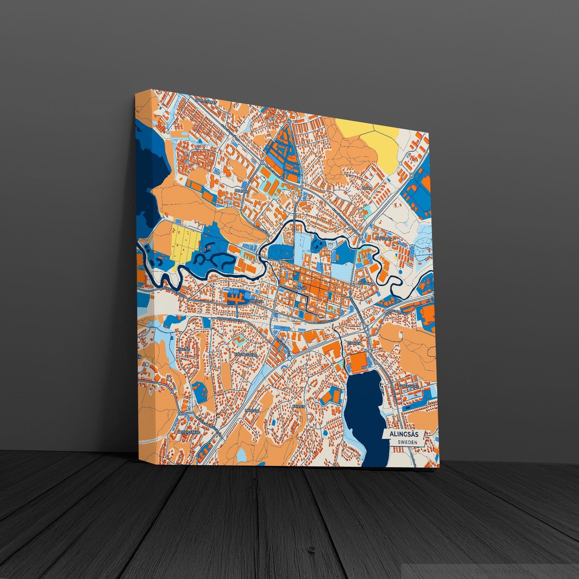 Alingsås Sweden Colorful City Map Canvas Print