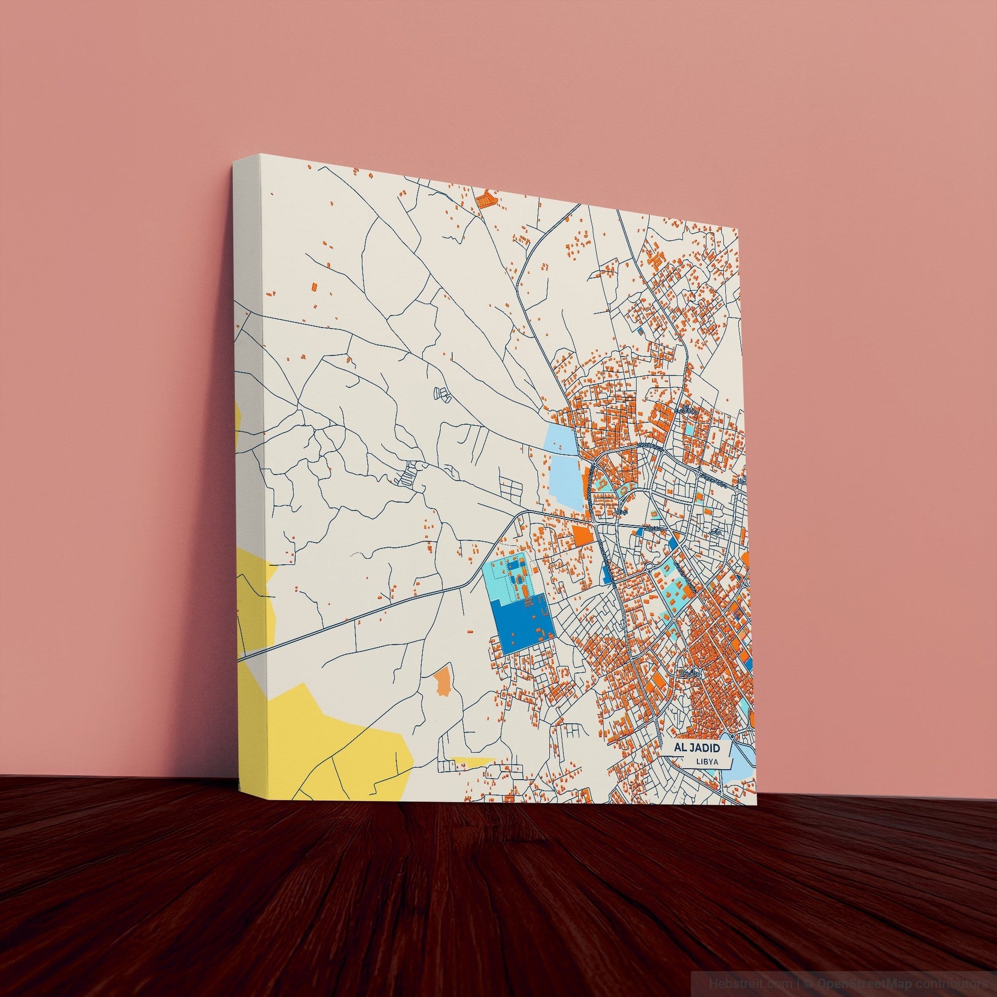 Al Jadid Libya Colorful City Map Canvas Print