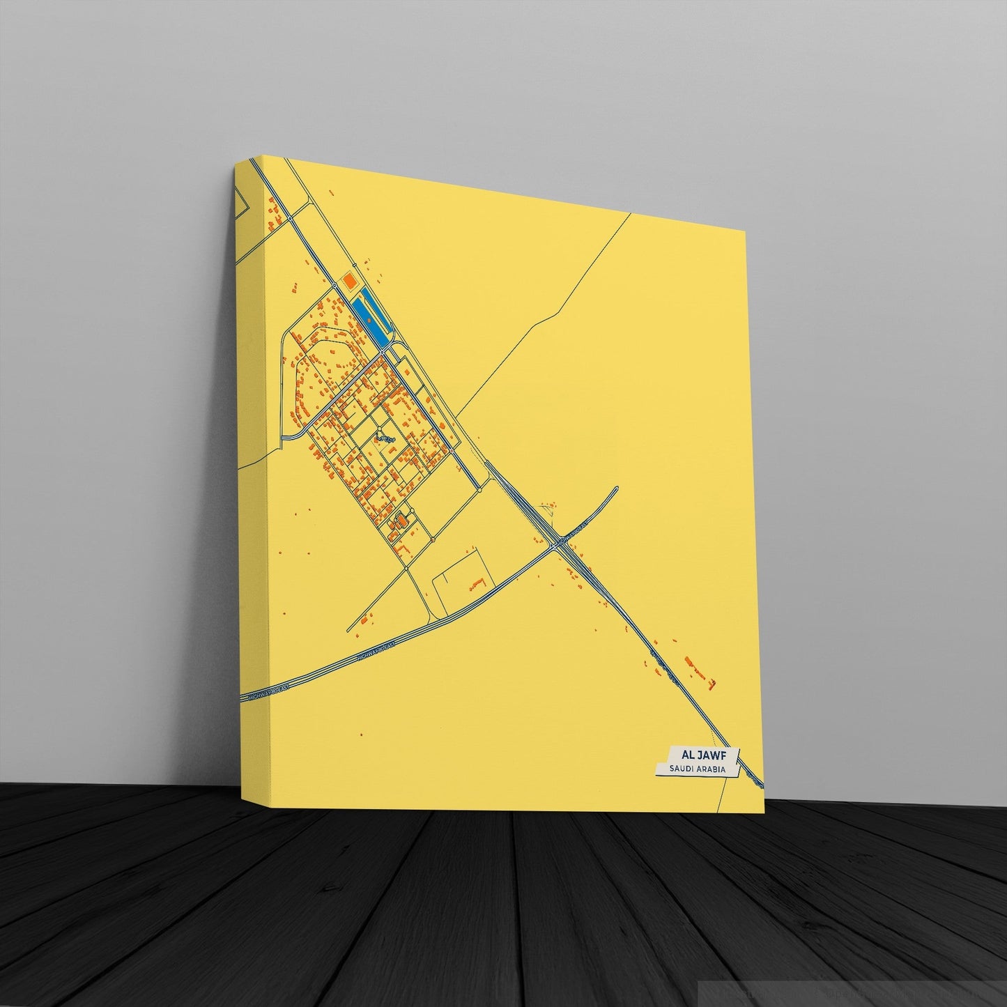 Al Jawf Saudi Arabia Colorful City Map Canvas Print