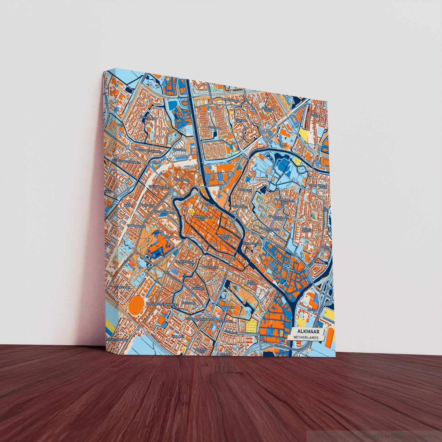 Alkmaar Netherlands Colorful City Map Canvas Print