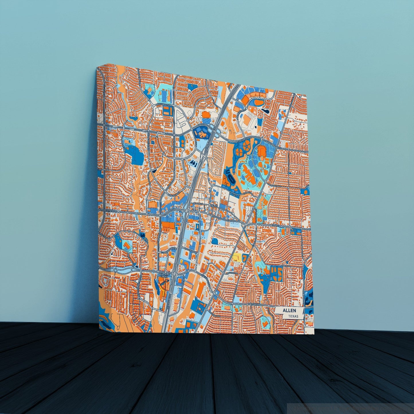 Allen Texas Colorful City Map Canvas Print