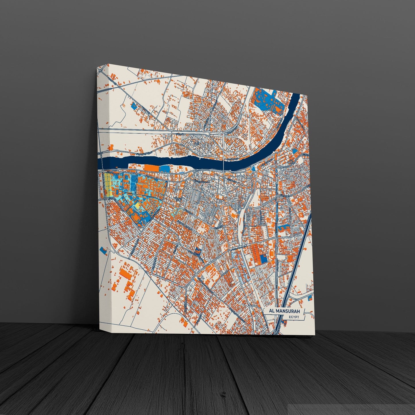 Al Mansurah Egypt Colorful City Map Canvas Print