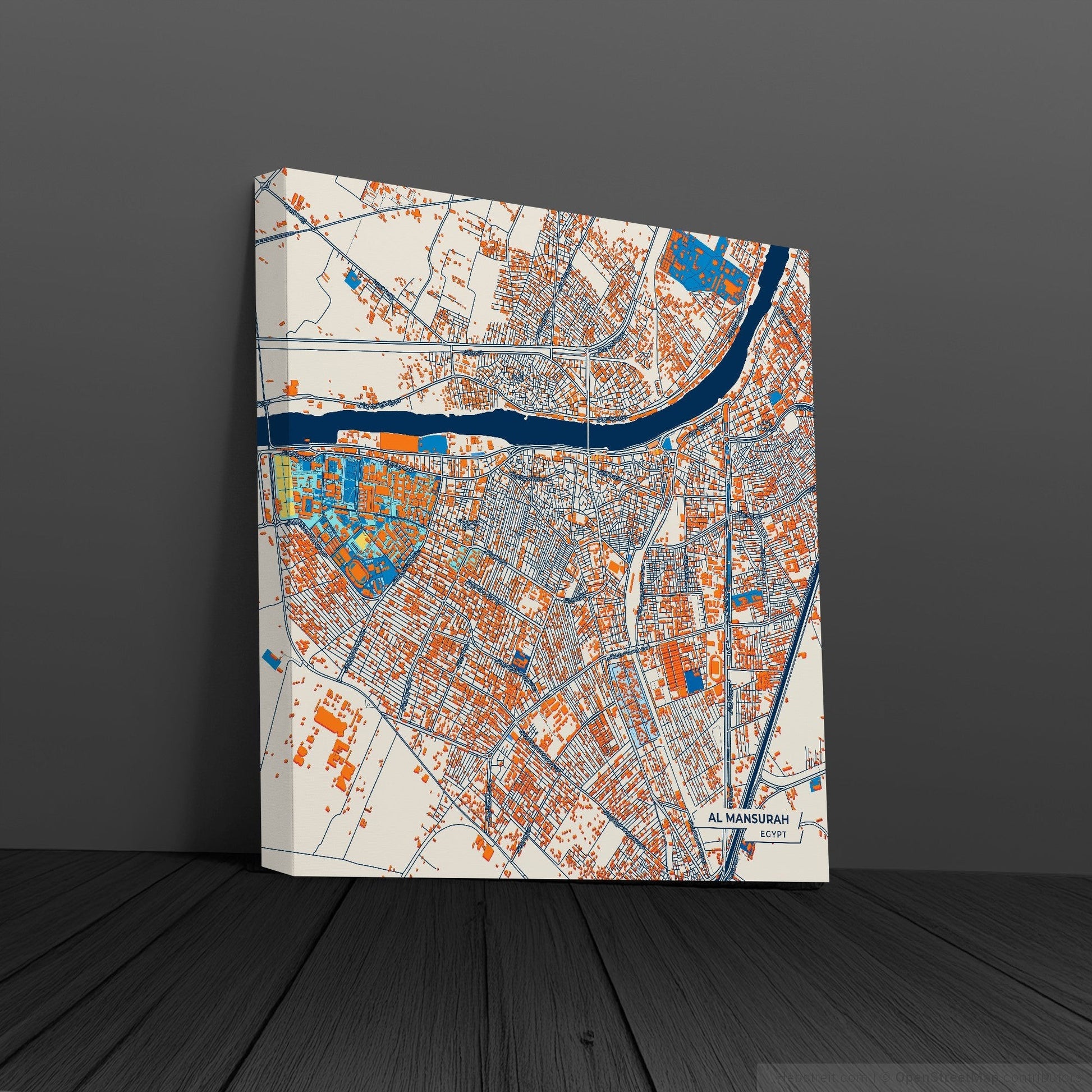 Al Mansurah Egypt Colorful City Map Canvas Print