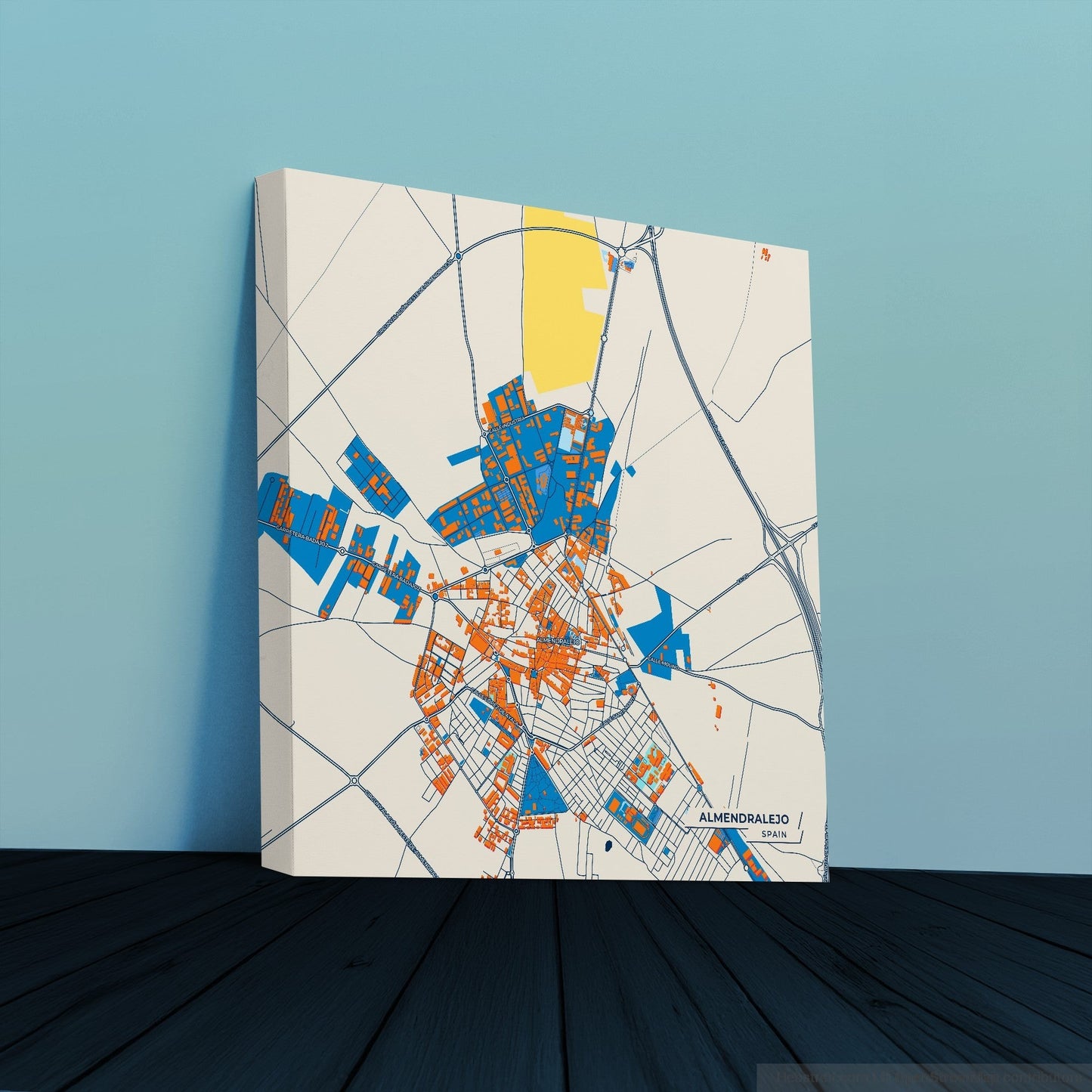 Almendralejo Spain Colorful City Map Canvas Print