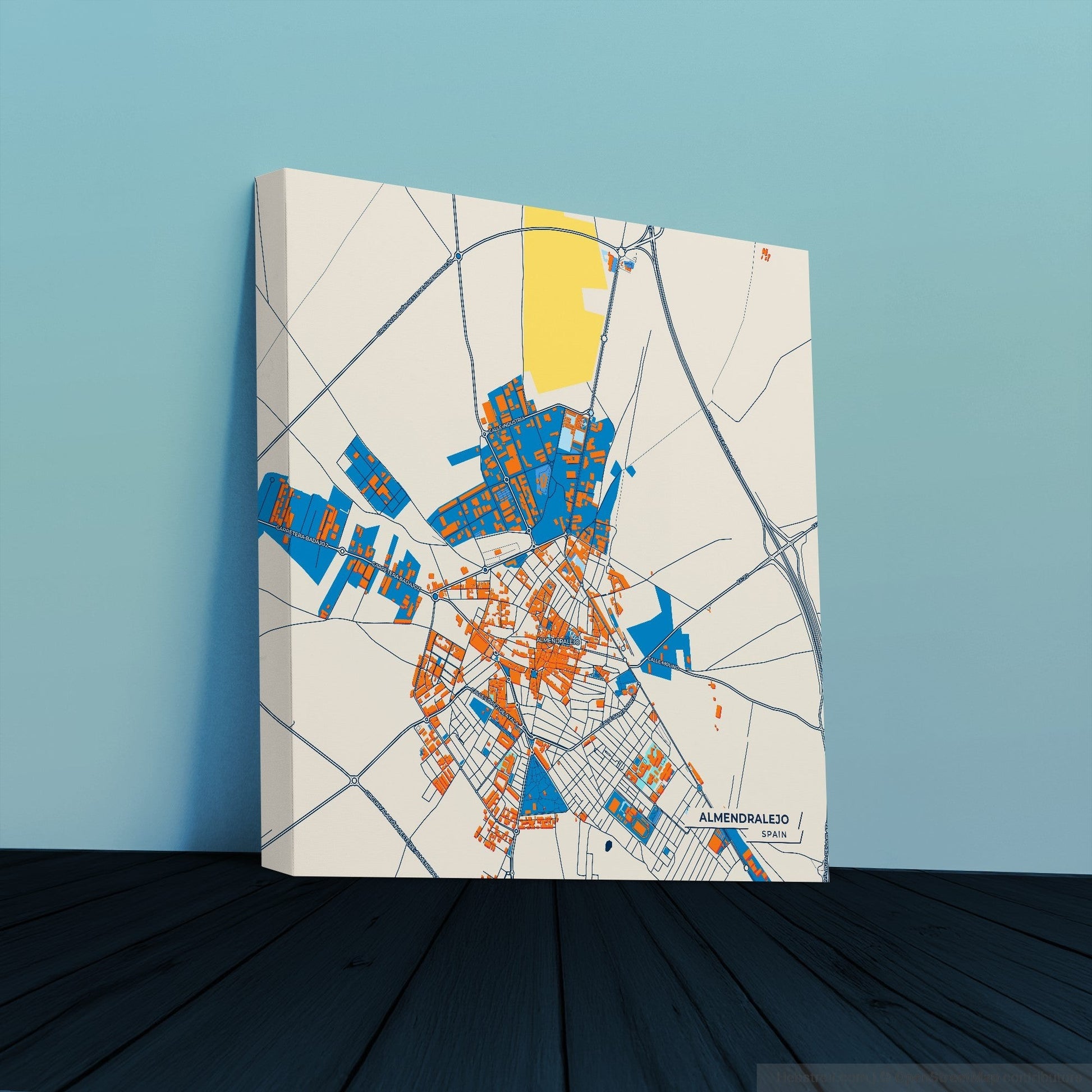 Almendralejo Spain Colorful City Map Canvas Print