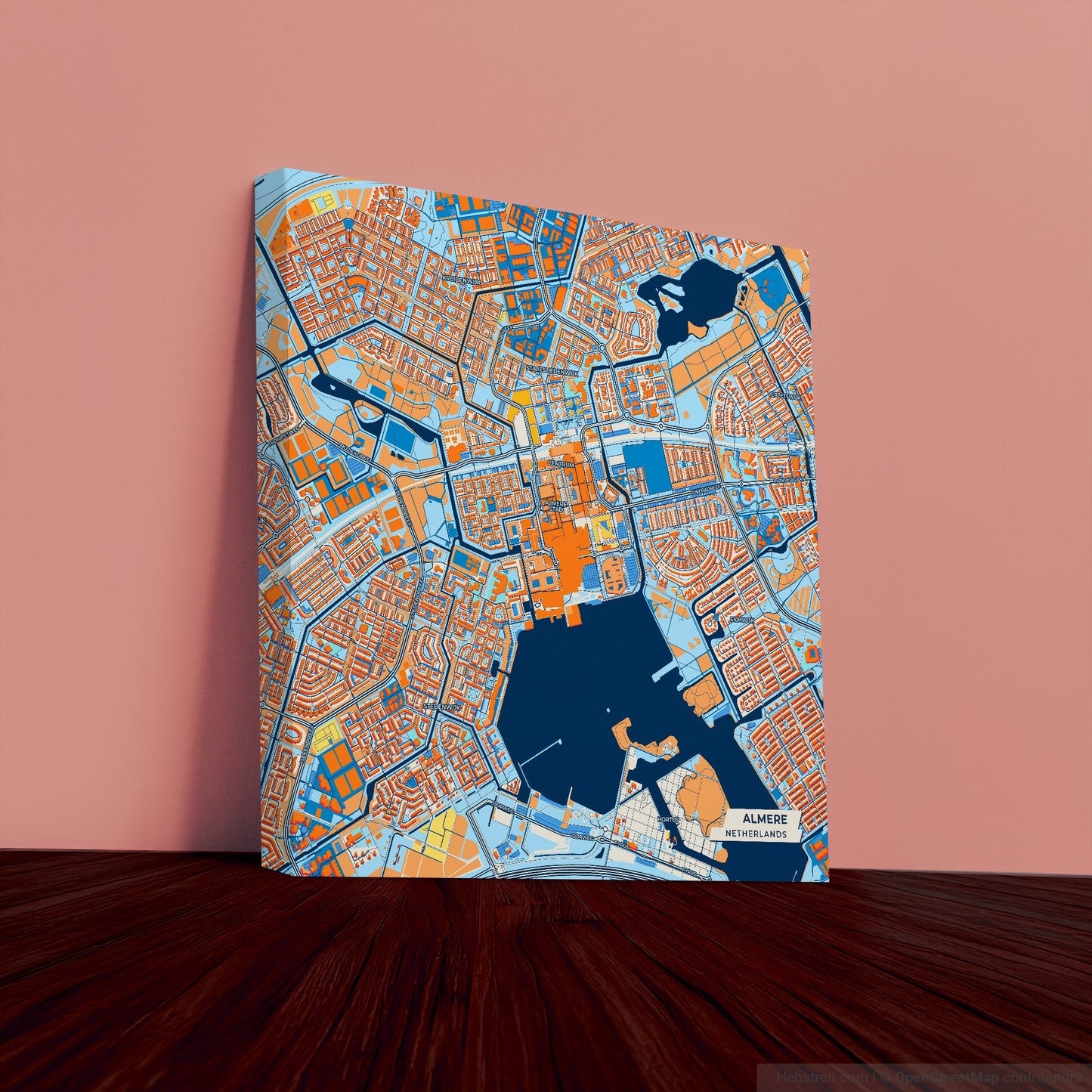 Almere Netherlands Colorful City Map Canvas Print