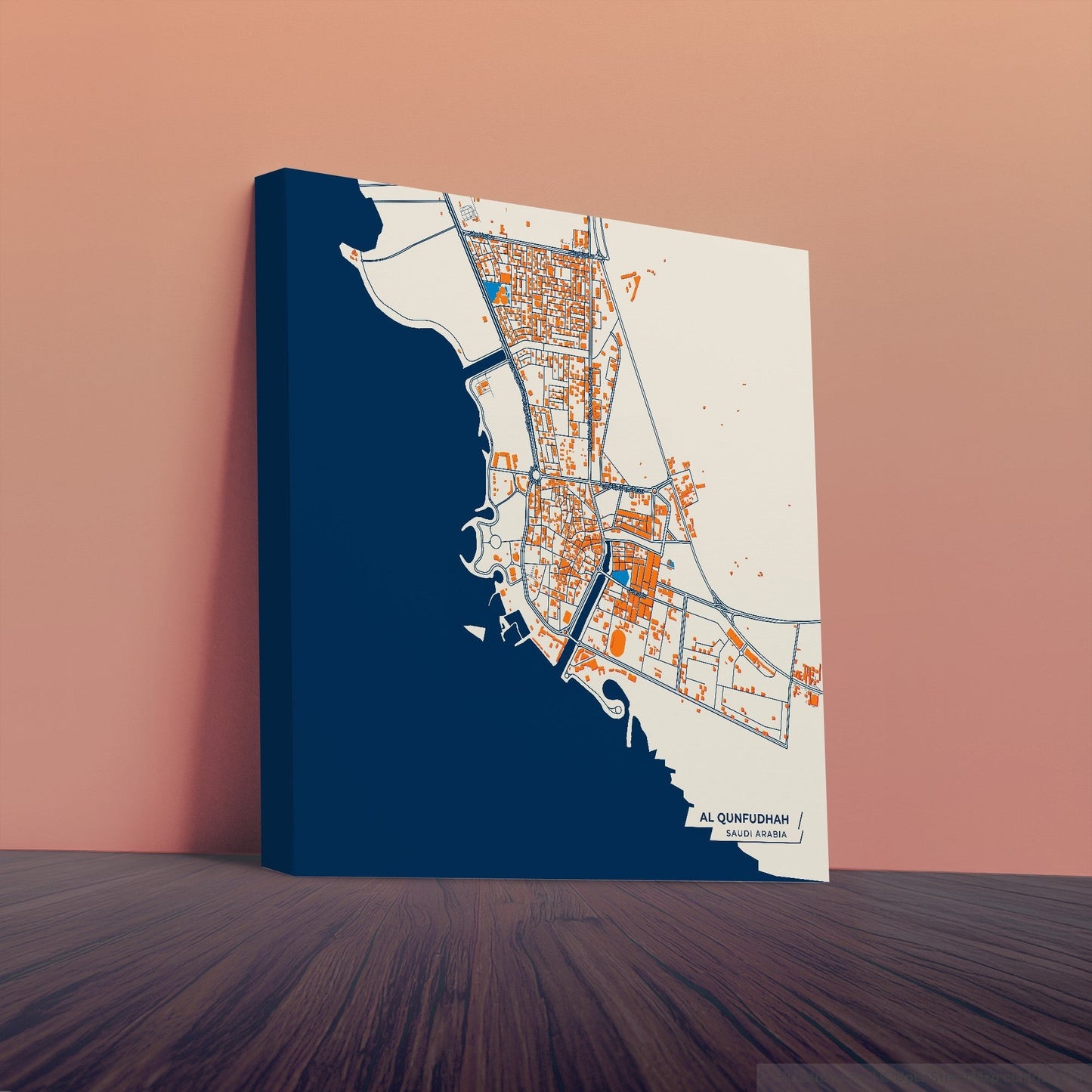 Al Qunfudhah Saudi Arabia Colorful City Map Canvas Print