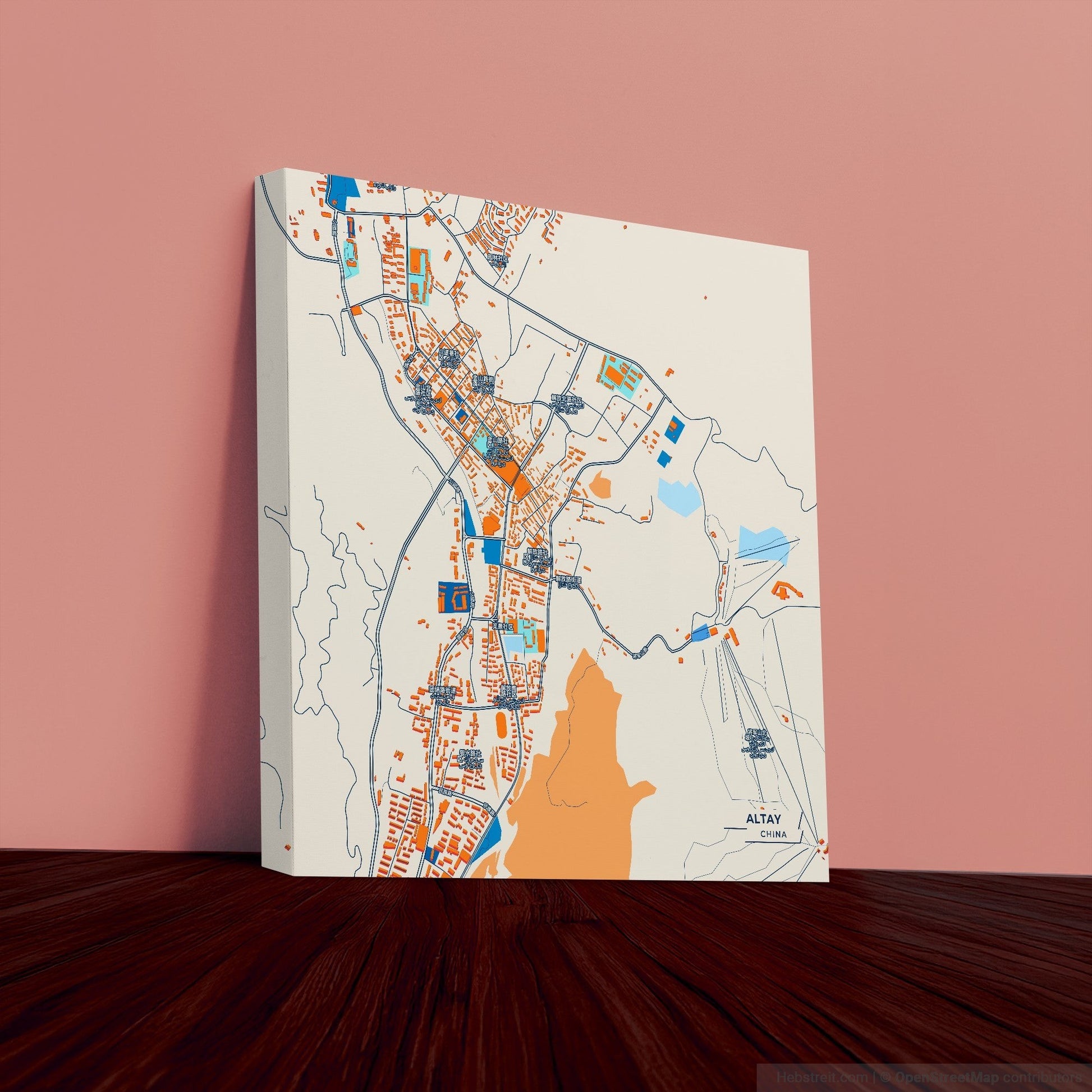 Altay China Colorful City Map Canvas Print