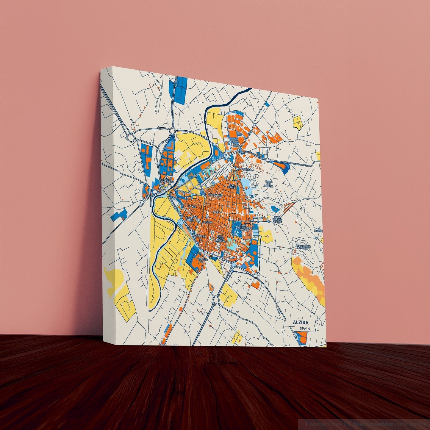 Alzira Spain Colorful City Map Canvas Print