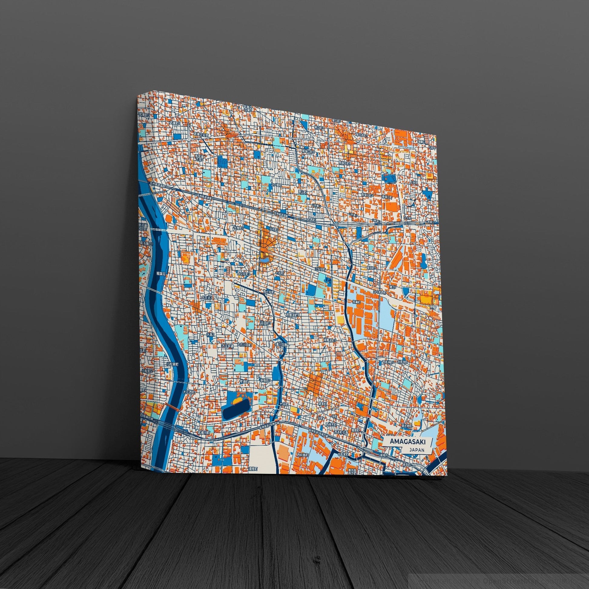 Amagasaki Japan Colorful City Map Canvas Print