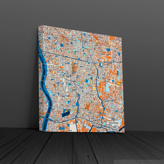 Amagasaki Japan Colorful City Map Canvas Print