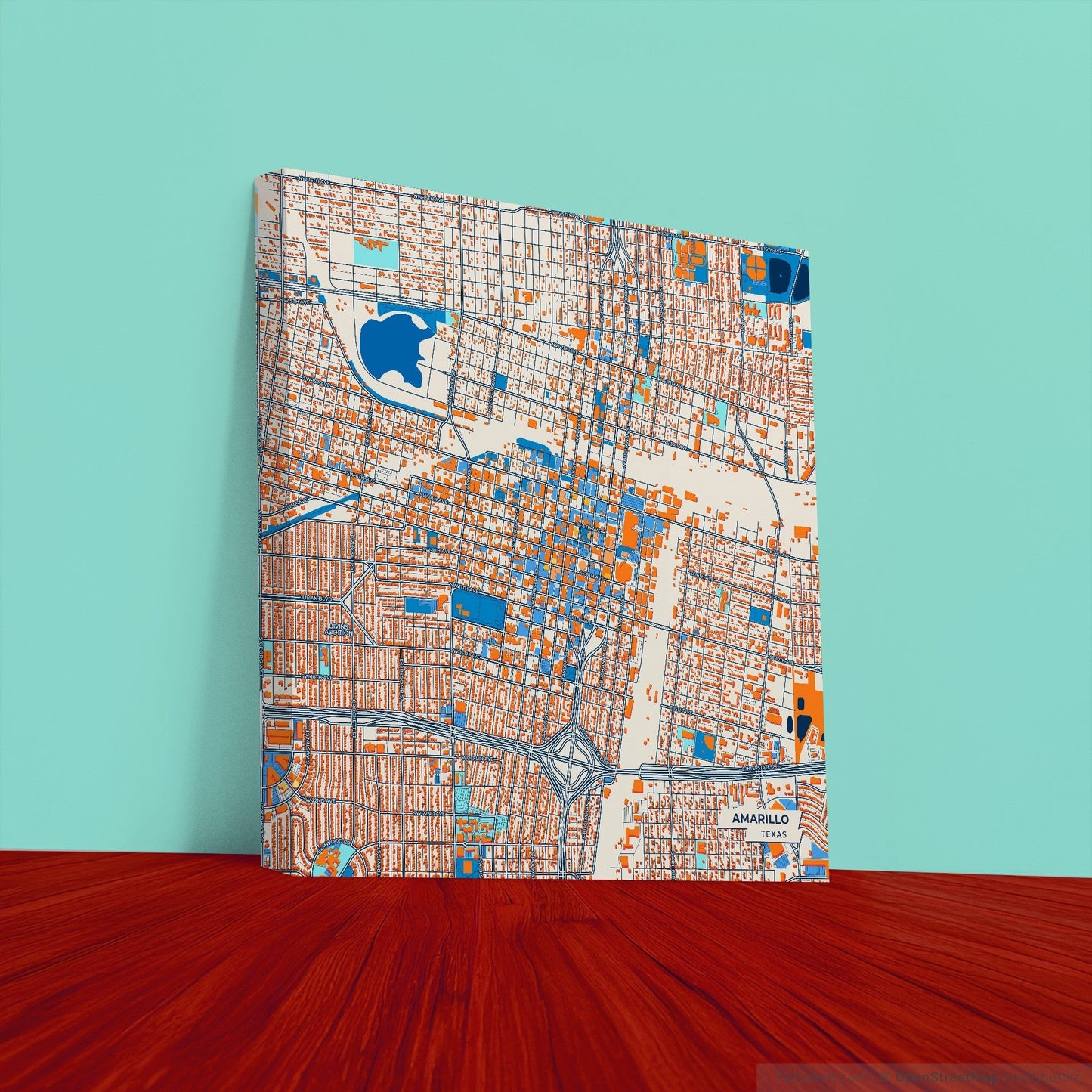Amarillo Texas Colorful City Map Canvas Print