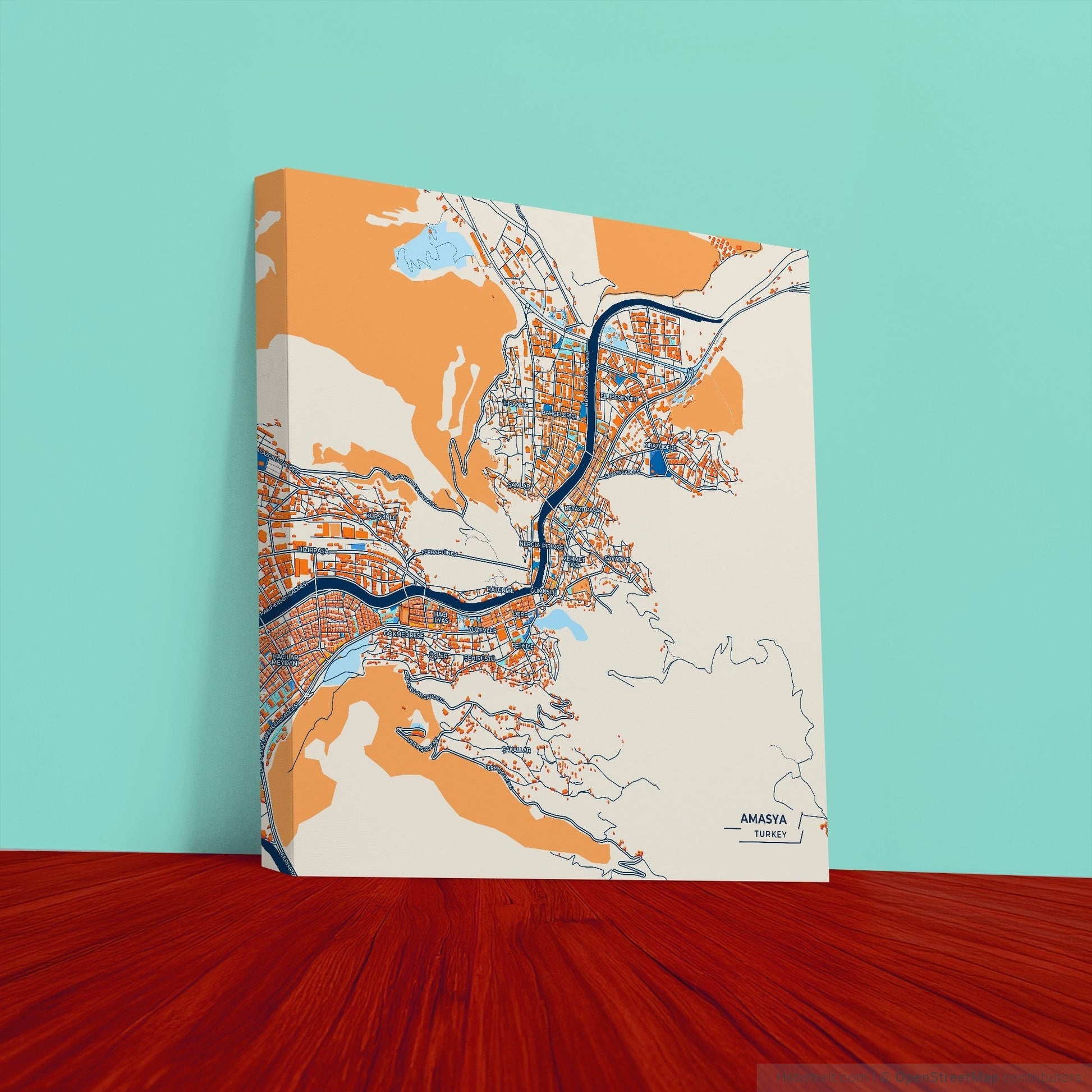 Amasya Turkey Colorful City Map Canvas Print