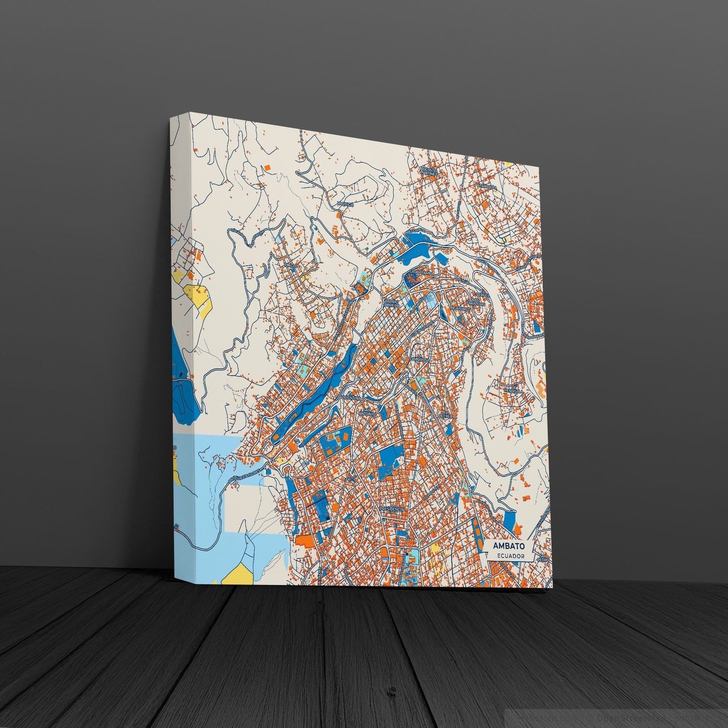 Ambato Ecuador Colorful City Map Canvas Print