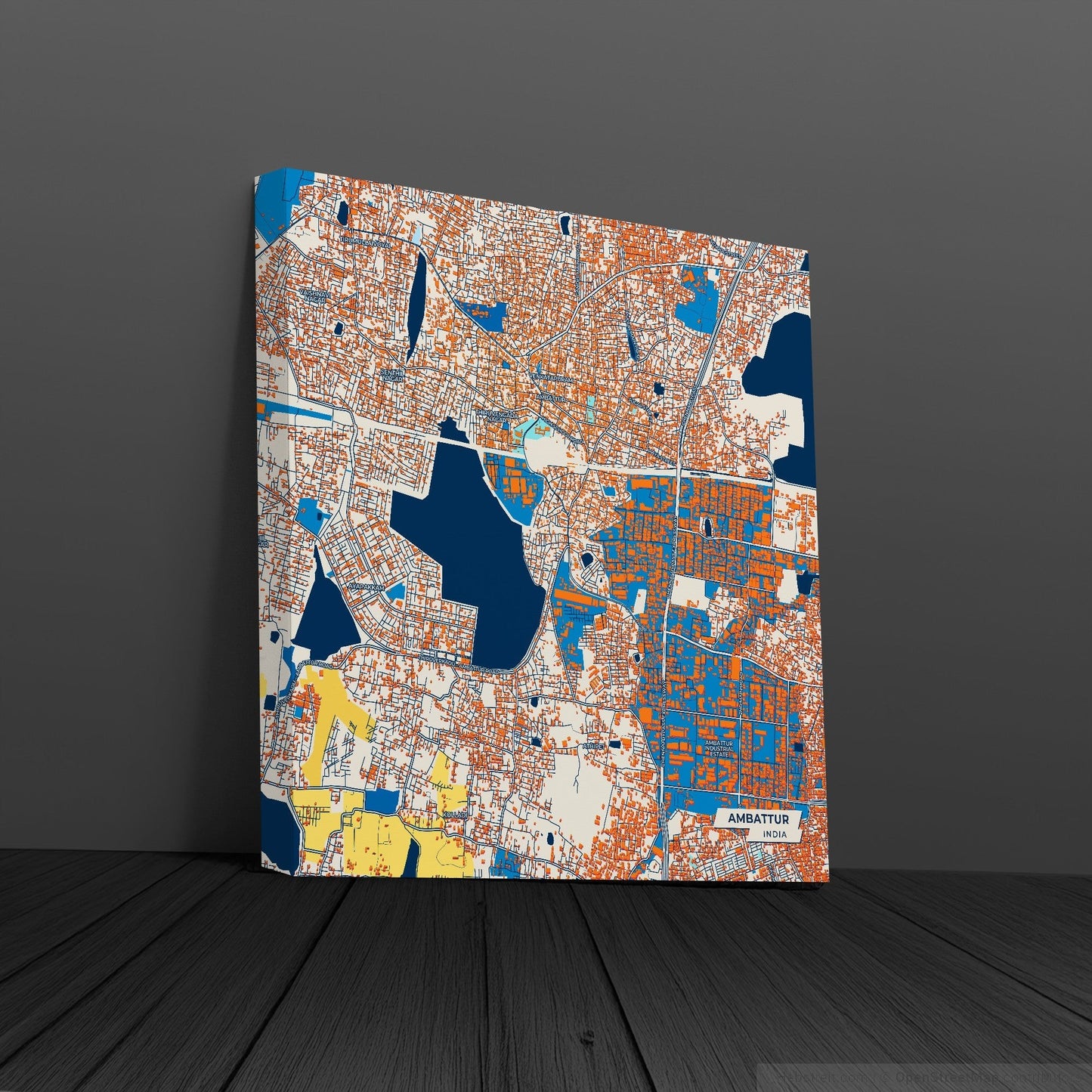 Ambattur India Colorful City Map Canvas Print