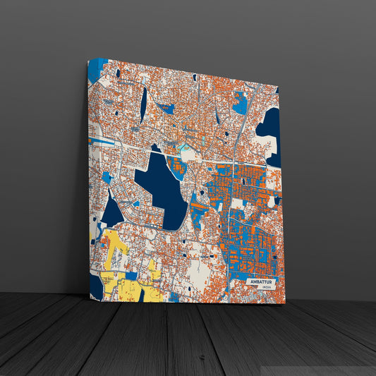 Ambattur India Colorful City Map Canvas Print