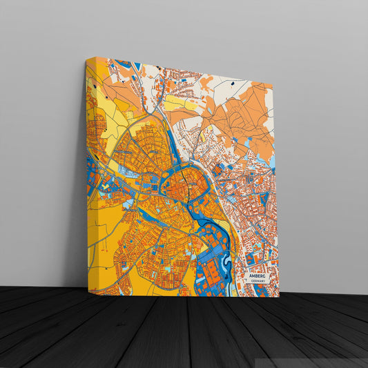 Amberg Germany Colorful City Map Canvas Print