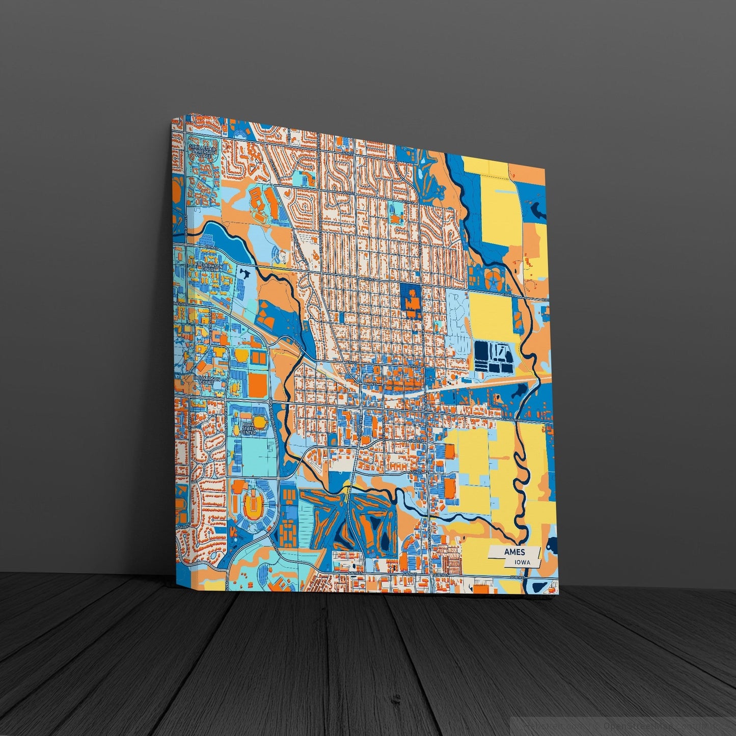Ames Iowa Colorful City Map Canvas Print