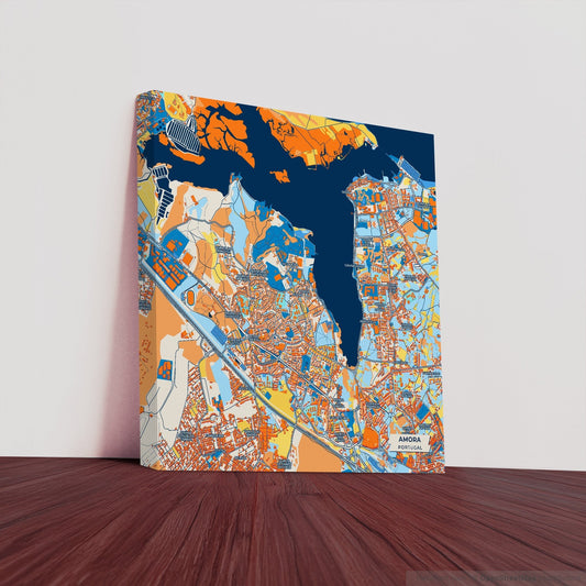 Amora Portugal Colorful City Map Canvas Print
