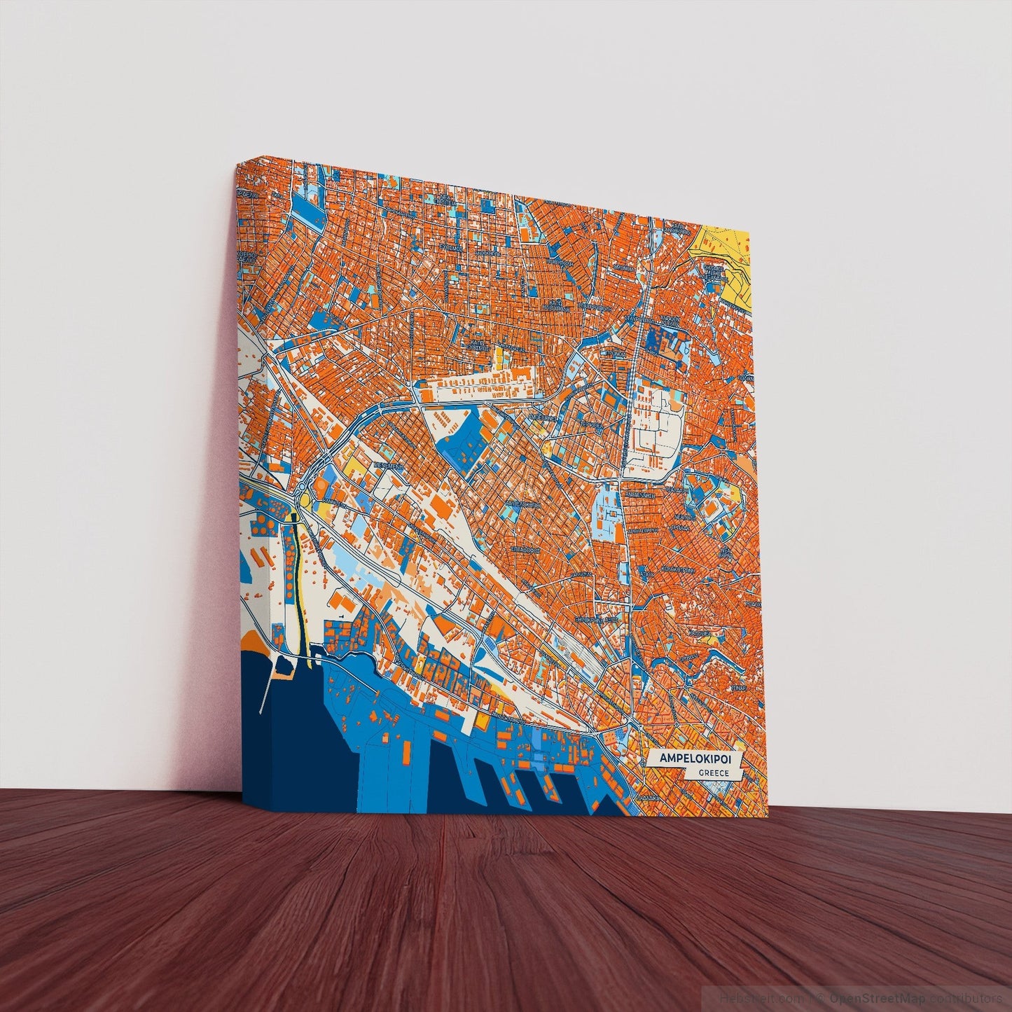 Αμπελοκηποι Greece Colorful City Map Canvas Print