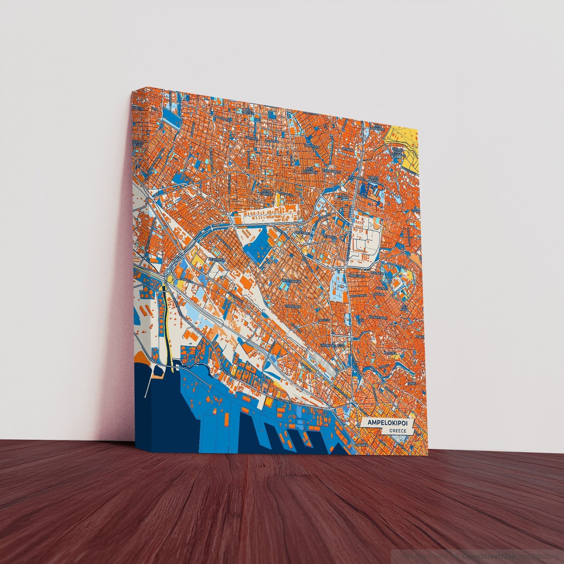 Αμπελοκηποι Greece Colorful City Map Canvas Print