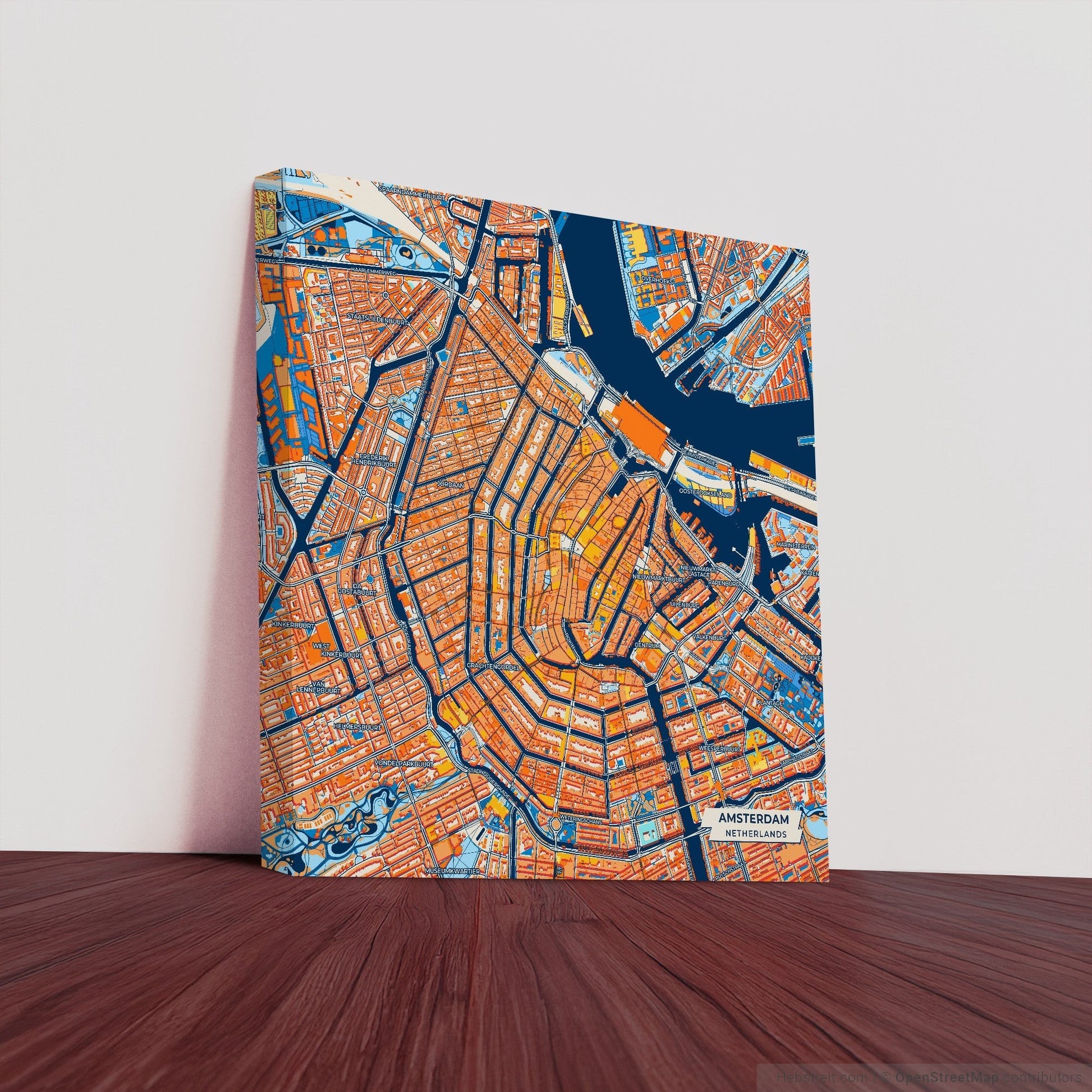 Amsterdam Netherlands Colorful City Map Canvas Print
