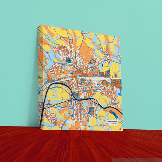 Amstetten Austria Colorful City Map Canvas Print