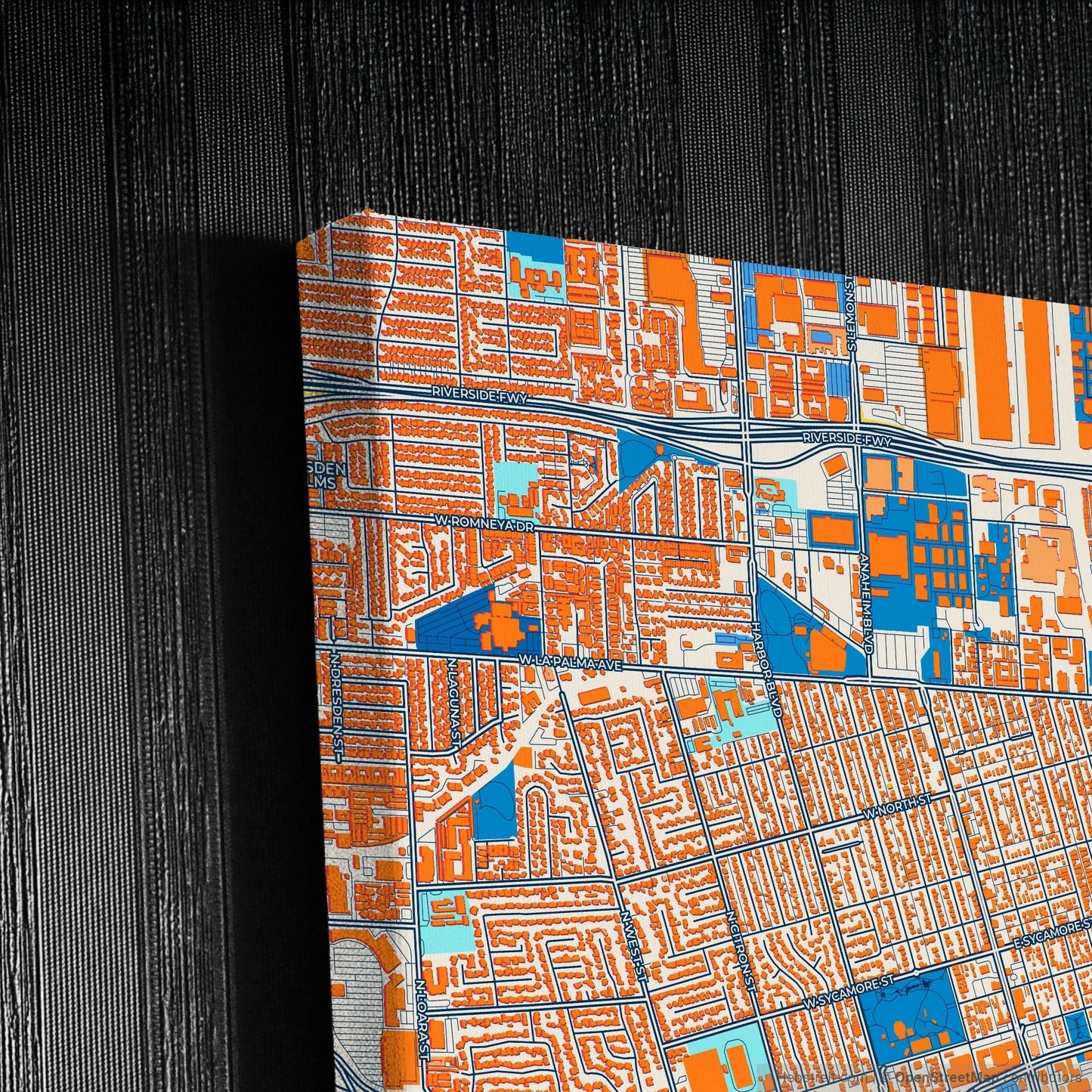 Anaheim California Colorful City Map Canvas Print Detail