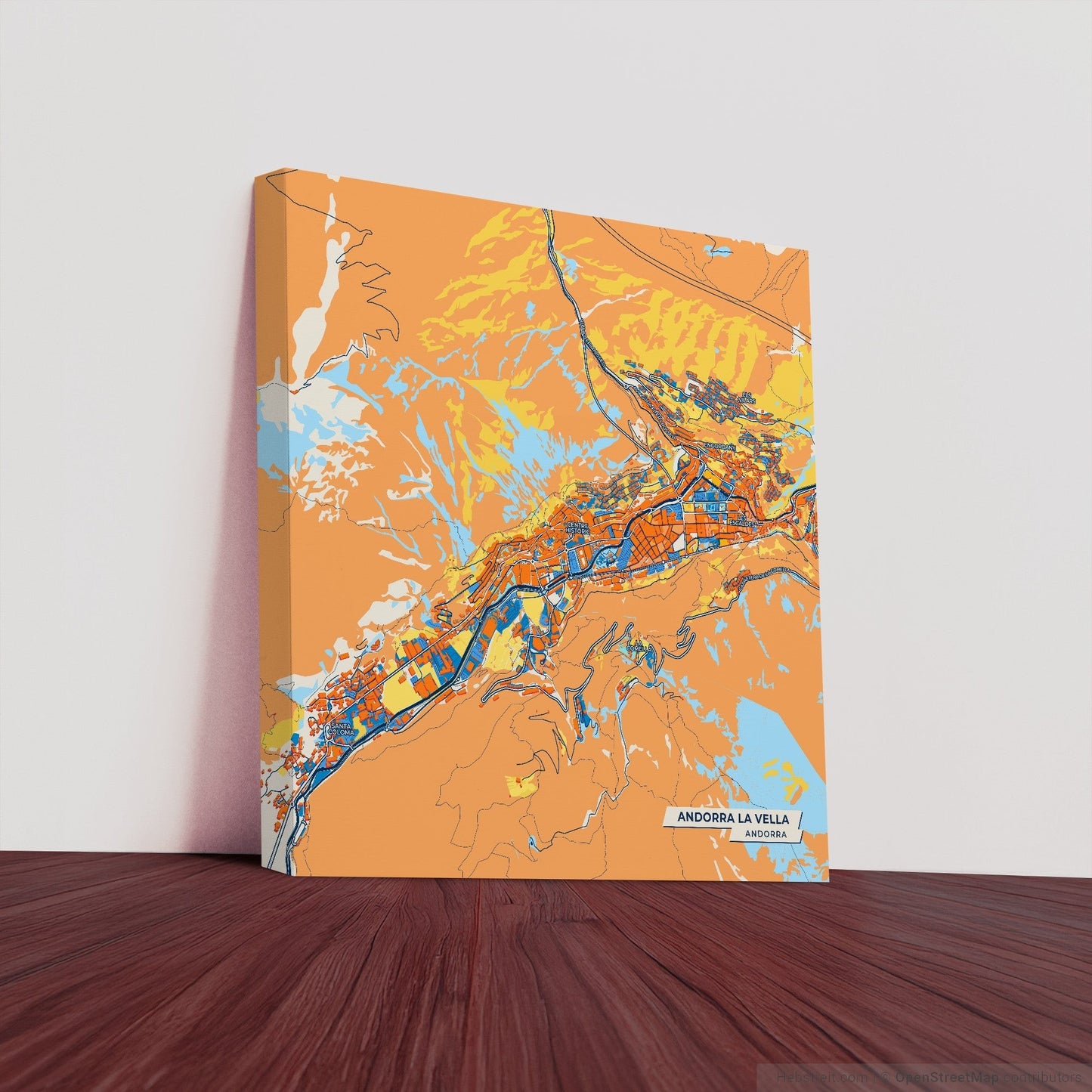 Andorra La Vella Andorra Colorful City Map Canvas Print