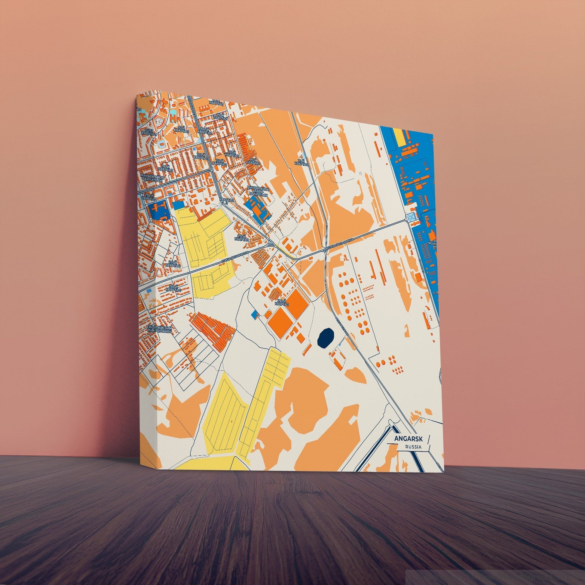 Ангарский Russia Colorful City Map Canvas Print